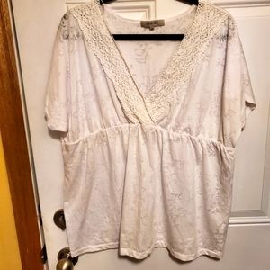 AE Sport burnout floral top with crochet border